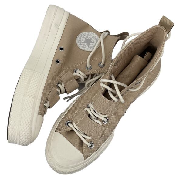 Converse Chuck Taylor All Star Hi Lift Sneaker Khaki White Size 8 Womens NEW - Picture 2 of 7